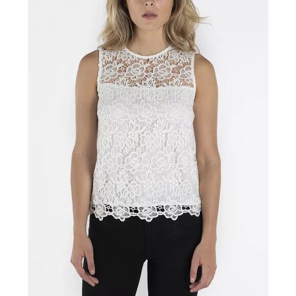 Nanette Lepore Tops - Nanette Lepore Sleeveless Blouse Women's Medium White Lace Coquette Angelcore